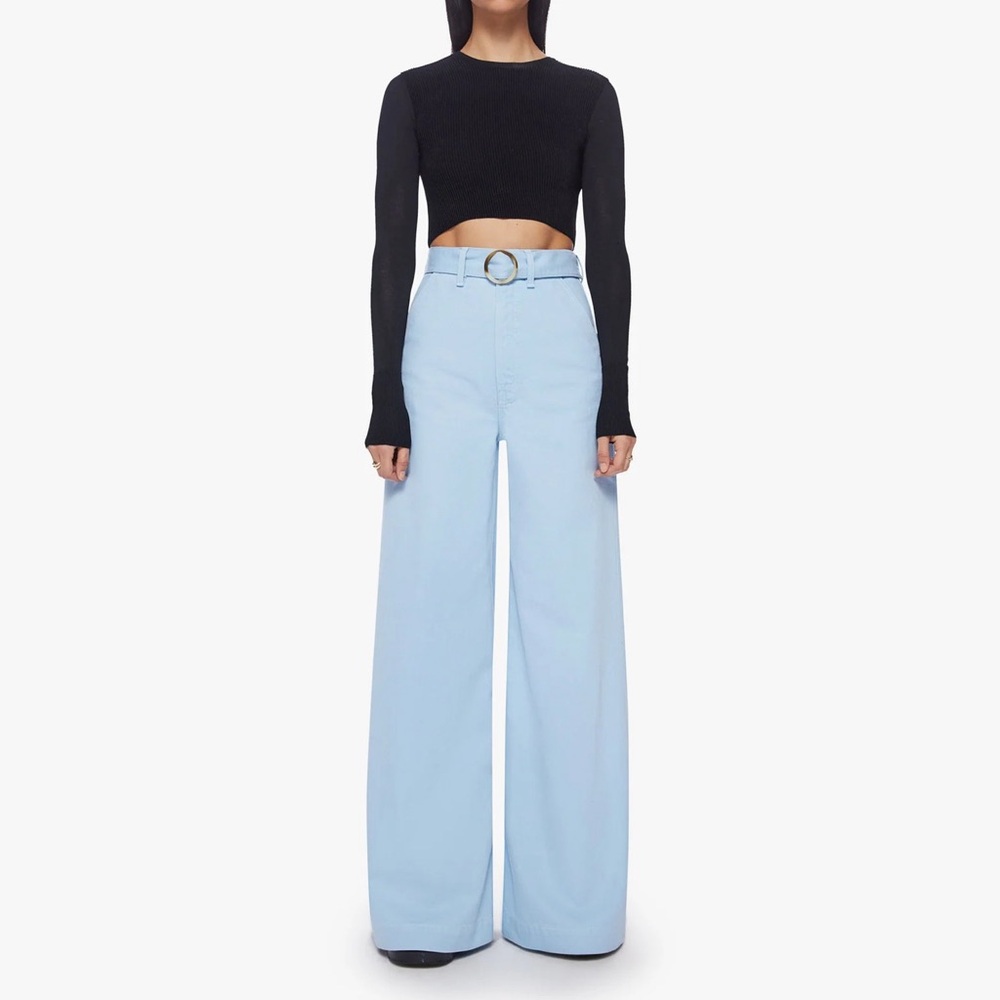 NWT MOTHER Pale Blue High-Waist Wide-Leg Jeans